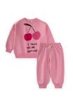 Cherry Print Sweatshirt Set for Ages 2-10 Pink
