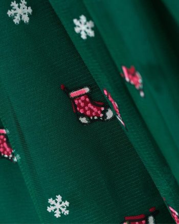 Girls' Cotton Red Penguin and Snowman Themed Tulle Skirt Christmas Dress