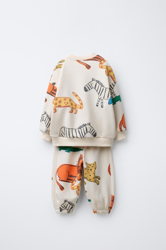 8f10054c-66c2-44fc-9fa5-d29f75bc339a-e0-976.jpg Unisex Kids Cotton Cream Safari Animal Print Sweatshirt and Jogger Set