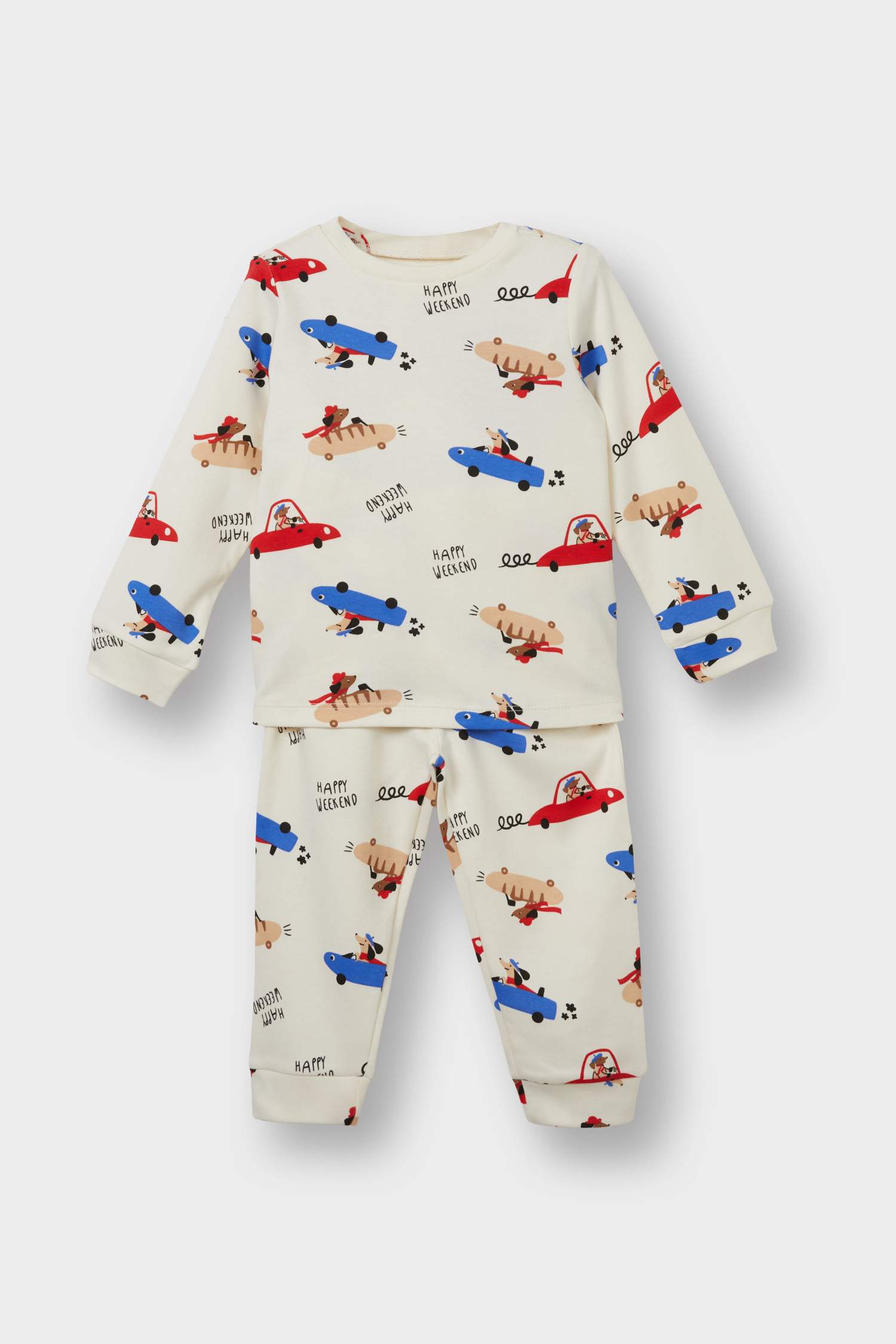 F0555A5_25AU_ER233_01_01.jpg Boys' Pajama Set with Long Sleeves and Vehicle Print