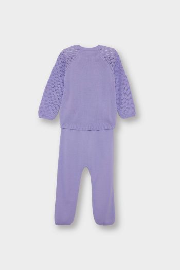 Girls' Baby 2-Piece Set with Openwork Knit Sweater