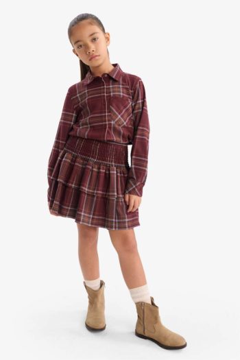 Girls' Long Sleeve Oxford Checkered Shirt
