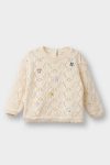 Girls' Flower Print Cotton Acrylic Knit Sweater