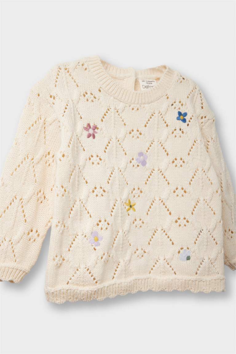G2317A5_25WN_ER120_02_01.jpg Girls' Flower Print Cotton Acrylic Knit Sweater