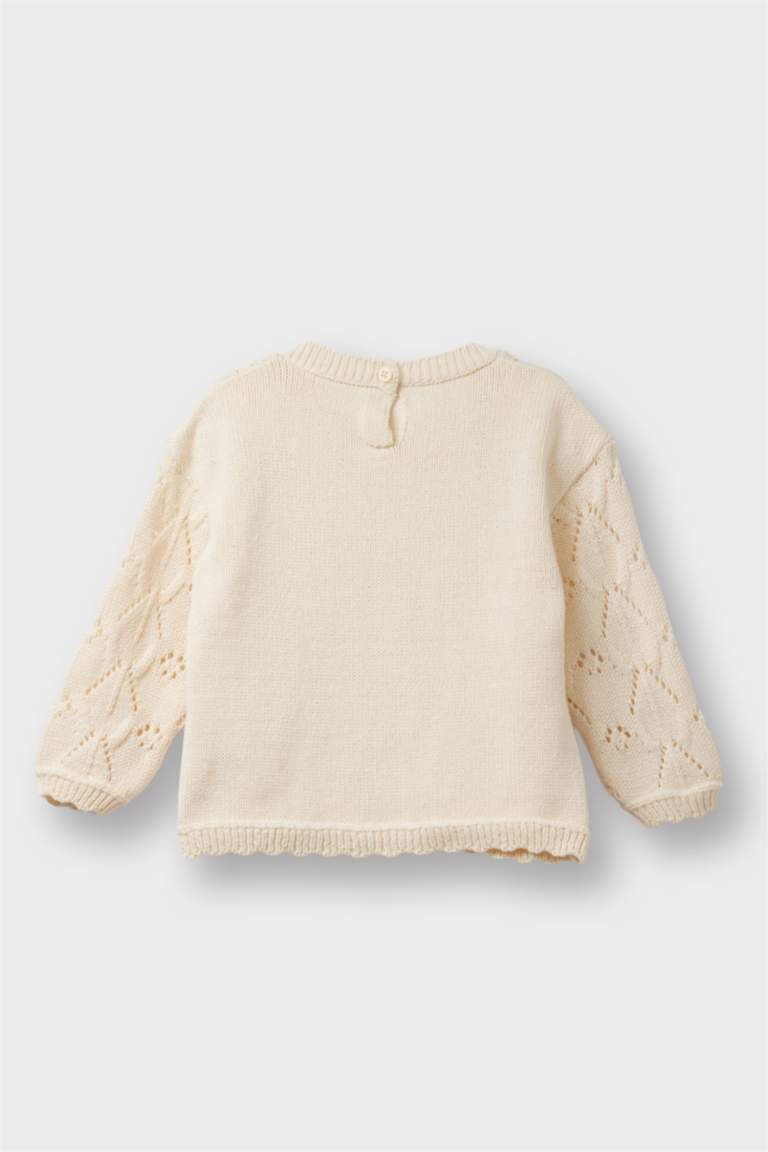 G2317A5_25WN_ER120_03_01.jpg Girls' Flower Print Cotton Acrylic Knit Sweater