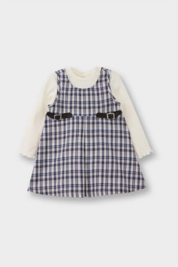Baby Girl 2-Piece Set Long Sleeve Shirt Checkered Dress