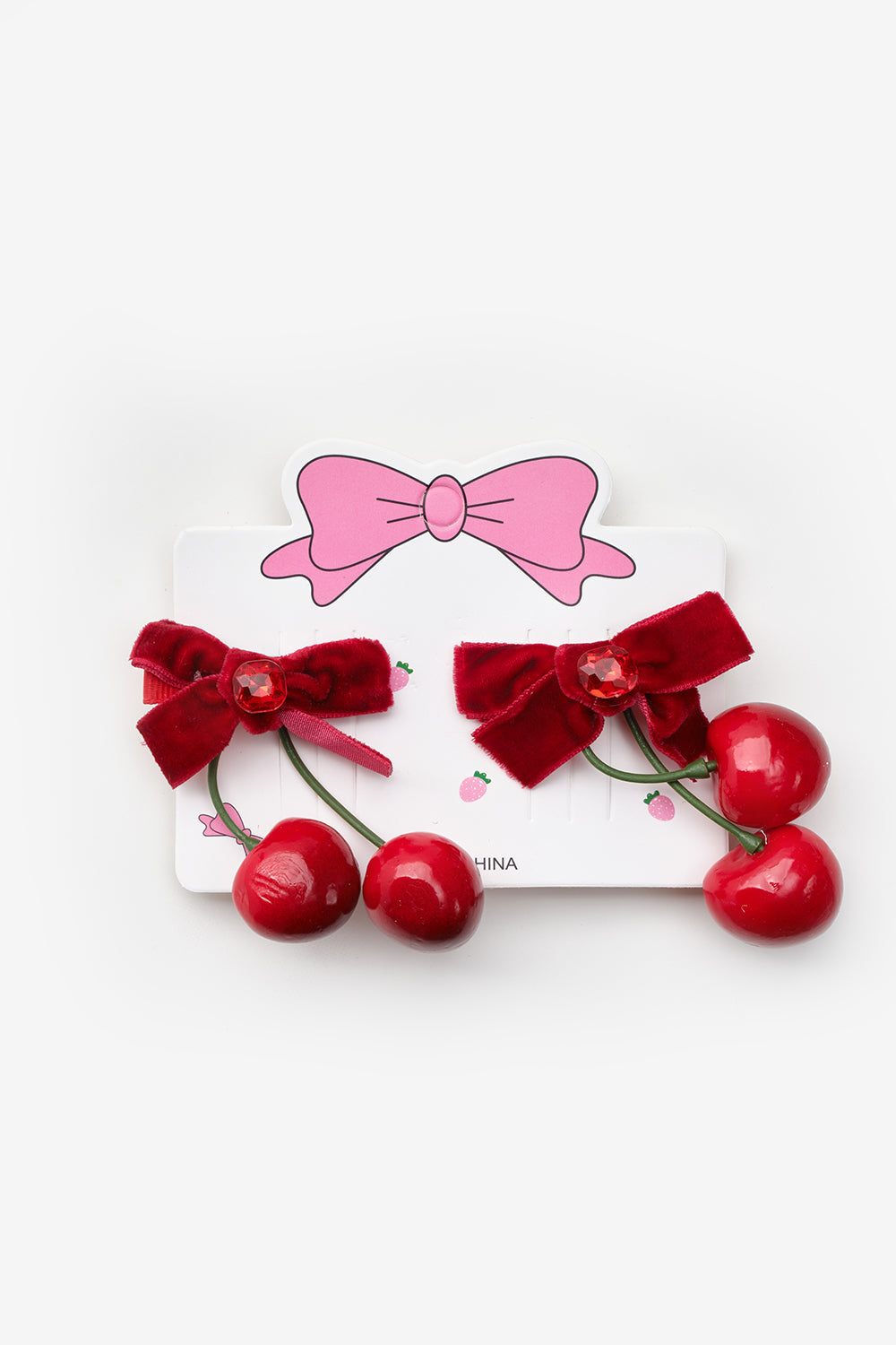 TCLS25AWGHAC058_1015_5.jpg Red Cherry Shaped 2-Piece Hair Clip Set for Girls