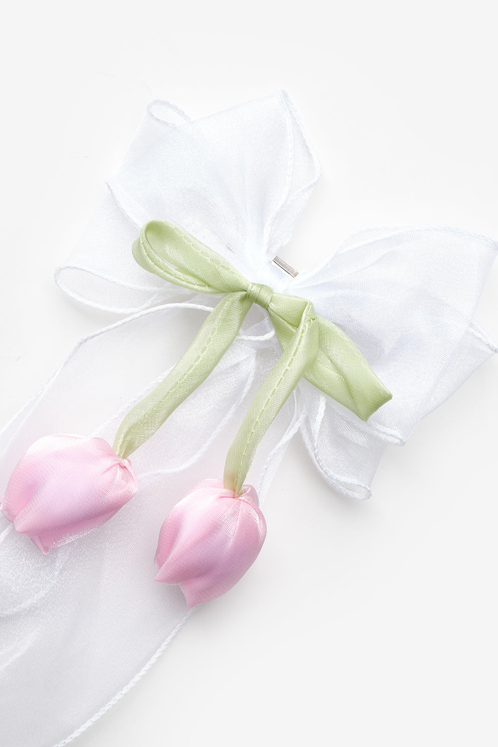 TCLS25AWGHAC059_1005_6.jpg White Tulip Figure Hanging Hair Clip for Girls