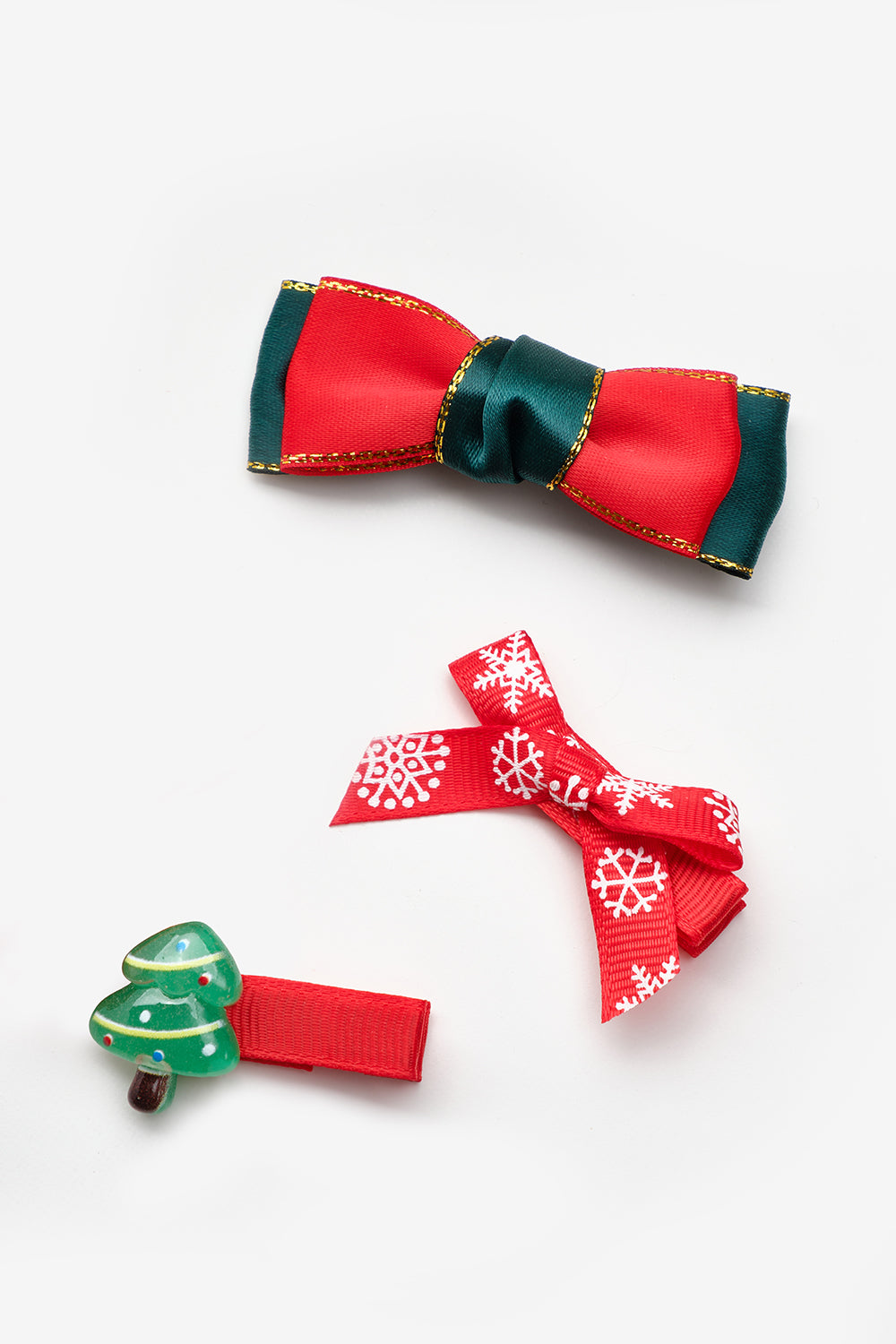 TCLS25AWGHAC063_1015_6.jpg Red Christmas Tree Figure Girls' Hair Clip Set