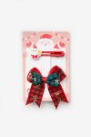 Multicolored Santa Claus and Checkered Ribbon Bow Hairpin Set