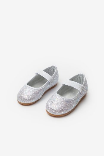 Silver Glitter Butterfly Girls' Ballerina Shoes