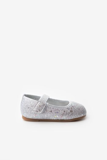 Silver Glitter Butterfly Girls' Ballerina Shoes