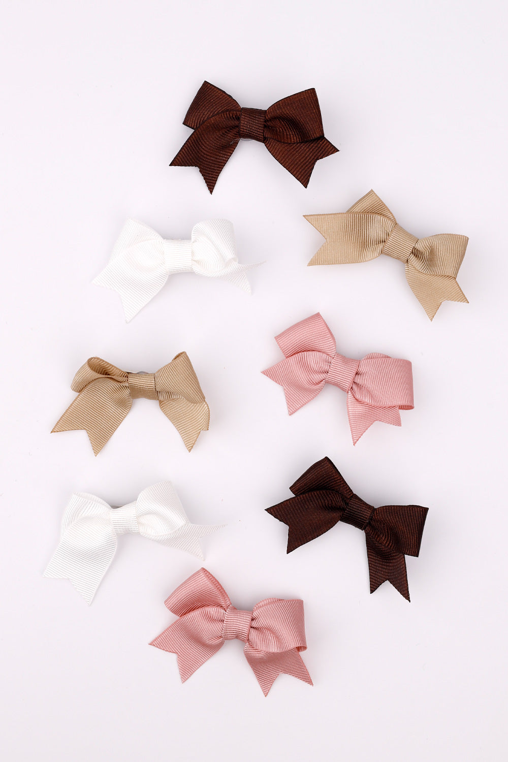 TLMB23ASGHAC009_1001_6.jpg Multicolor Earth Tones 8-Piece Ribbon Bow Clip Set