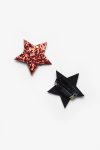 Red Glitter Star Shaped Baby Hair Clips Set of 2