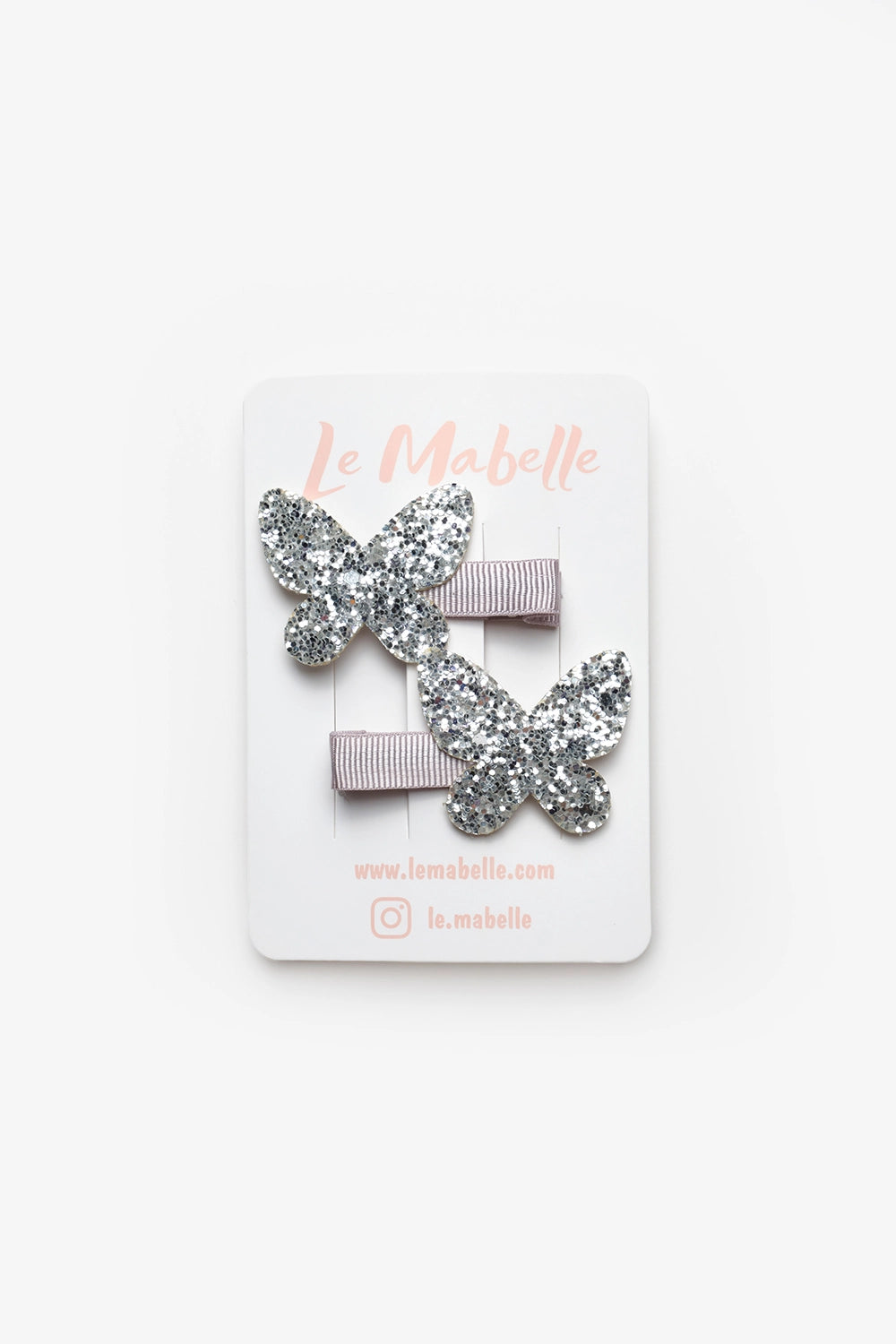 TLMB25AWGHAC020_1011_5.jpg Silver Glitter Butterfly Shaped 2-Piece Girls Hair Clips