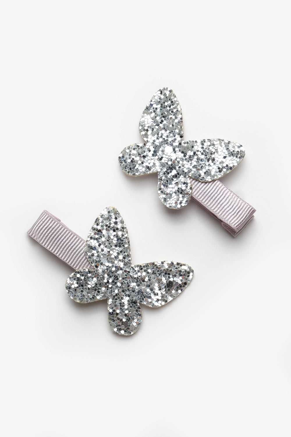 TLMB25AWGHAC020_1011_6.jpg Silver Glitter Butterfly Shaped 2-Piece Girls Hair Clips