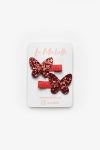Red Glitter Butterfly Hair Clips for Girls