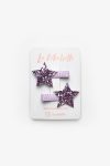 Purple Glitter Star Shaped Hair Clips for Girls