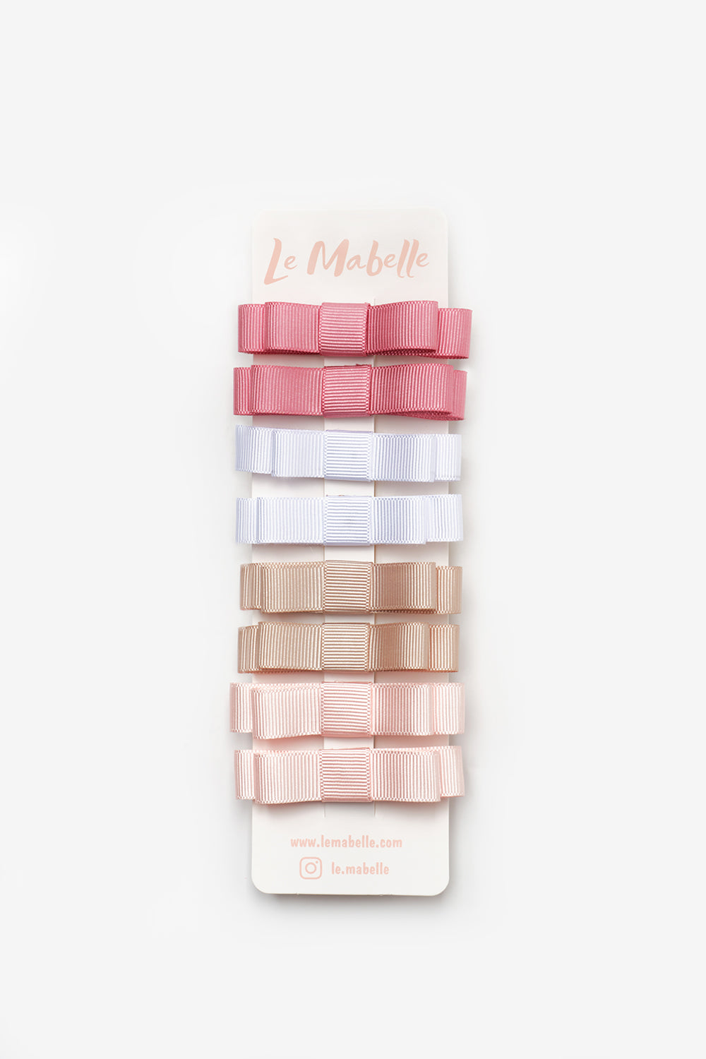 TLMB25AWGHAC025_1001_5.jpg Multicolored Powder Tones 8-Piece Mini Ribbon Bow Hair Clip Set for Girls