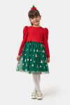 Green Dress with Pine Trees for Girls - Nomi