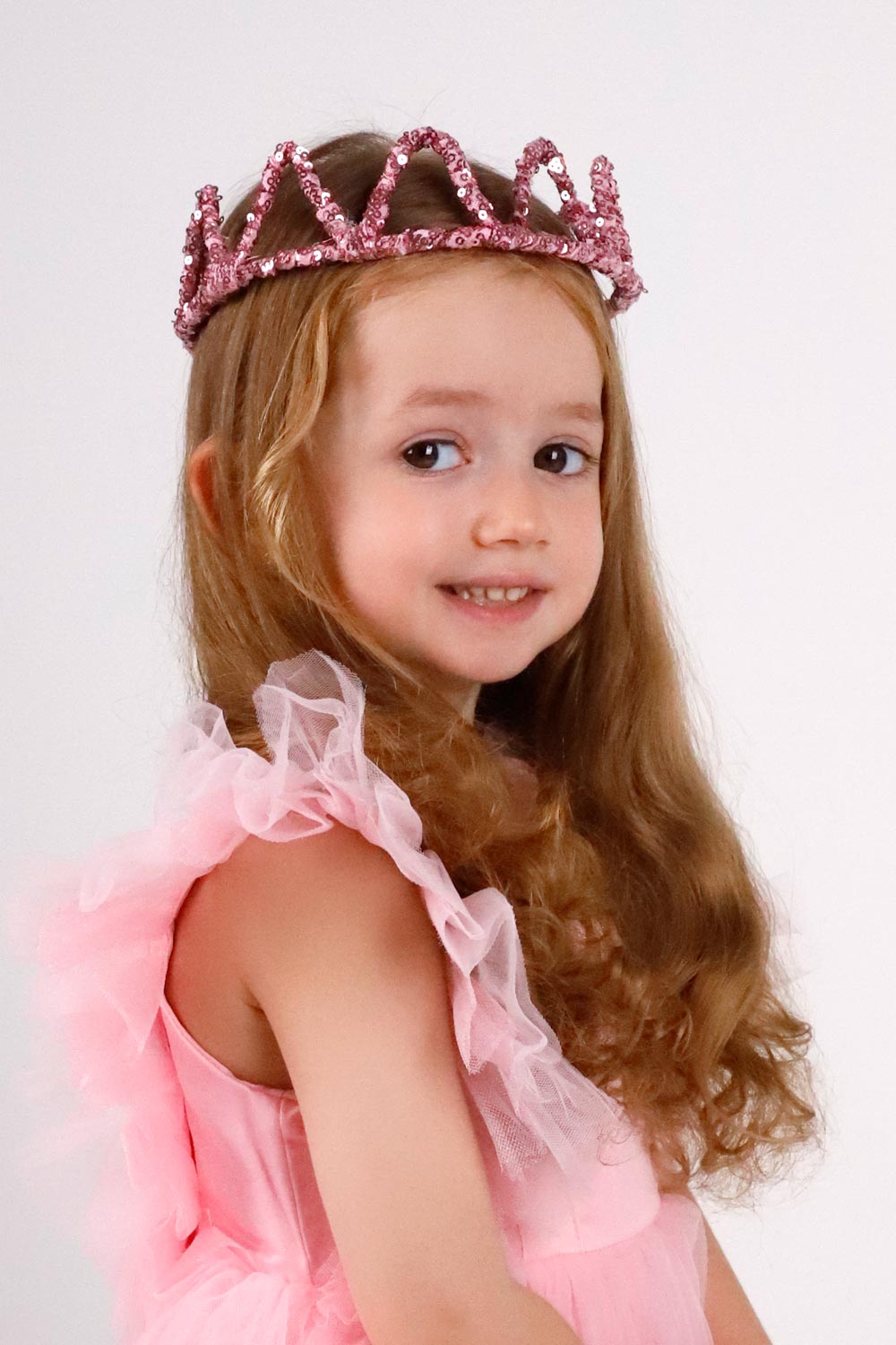TSKD23ASGPHA001_1008_3.jpg Fuchsia Round Sequin Girl's Queen Crown