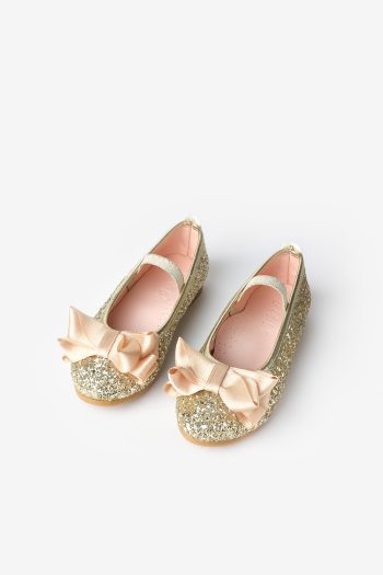 Gold Bow Glitter Girls' Shoes