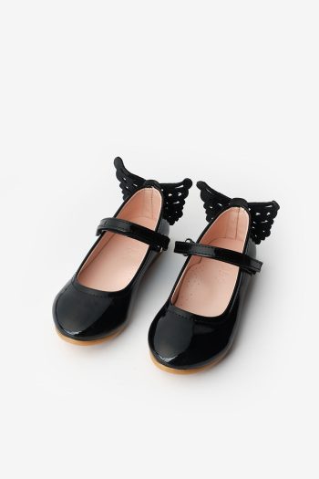 Black Butterfly Heeled Girls' Shoes