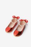 Red Pearl Heeled Bow Girls' Shoes
