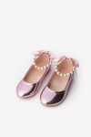 Pink Pearl Heeled Bow Girls' Shoes