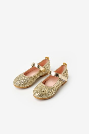 Gold Sparkly Velcro Girl's Shoes