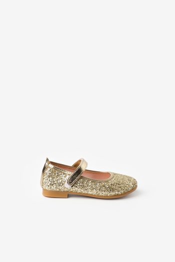 Gold Sparkly Velcro Girl's Shoes