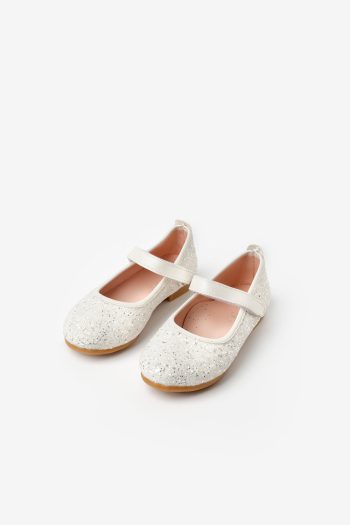 White Glitter Velcro Girls' Shoes
