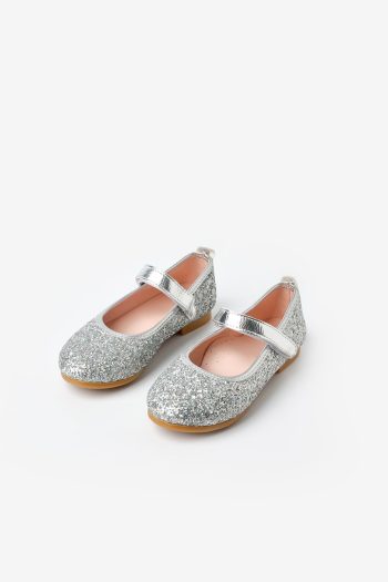 Silver Glitter Velcro Girls' Shoes