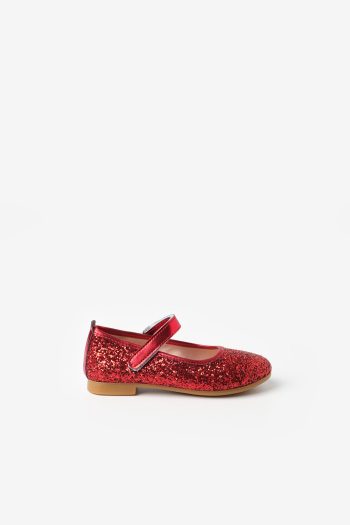 Red Glitter Velcro Shoes for Girls