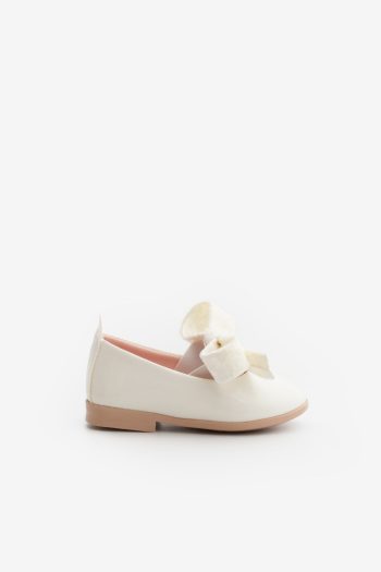 White Patent Velvet Bow Girls' Shoes