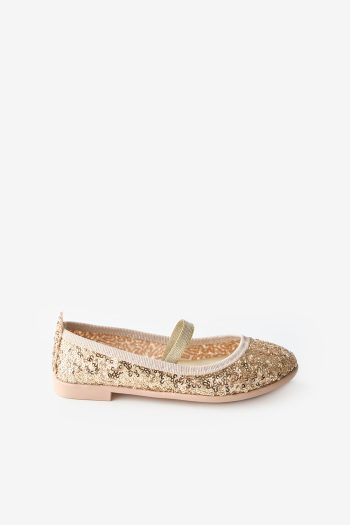 Golden Sequin Girls' Ballerina Flats