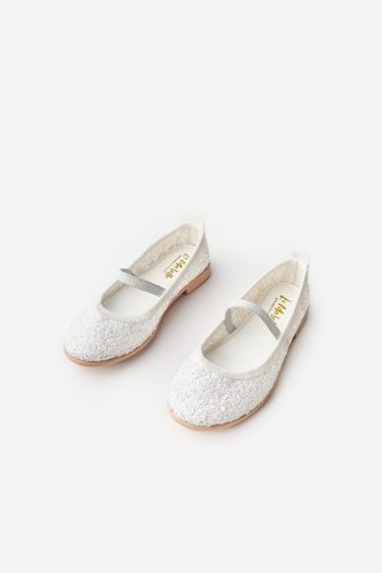 White Sequin Girl's Ballet Flats