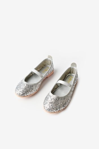 Silver Sequin Girls' Ballerina Flats