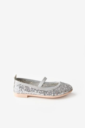 Silver Sequin Girls' Ballerina Flats