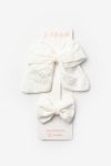 White Fisto Bow Mother-Daughter Hair Clip Set
