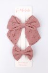 Rose Pink Bow Hair Clip Set for Mothers and Daughters