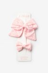 Pink Fisto Bow Mother-Daughter Hair Clip Set