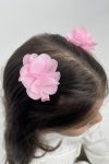 Pink 2-Piece Tulle Flower Hair Clip Set for Girls