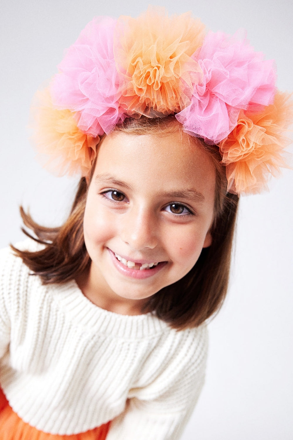 ULMB24ASGHAC007_1008_2.jpg Fuchsia Tulle Pom Pom Headband for Girls