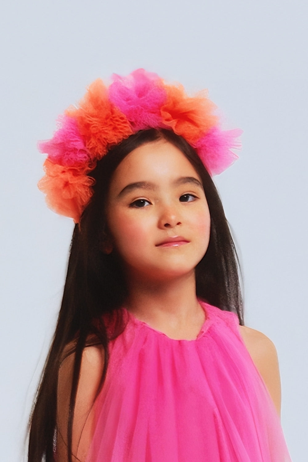 ULMB24ASGHAC007_1008_3.jpg Fuchsia Tulle Pom Pom Headband for Girls