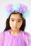 Lilac Shades 5-Piece Tulle Pom-Pom Headband for Girls