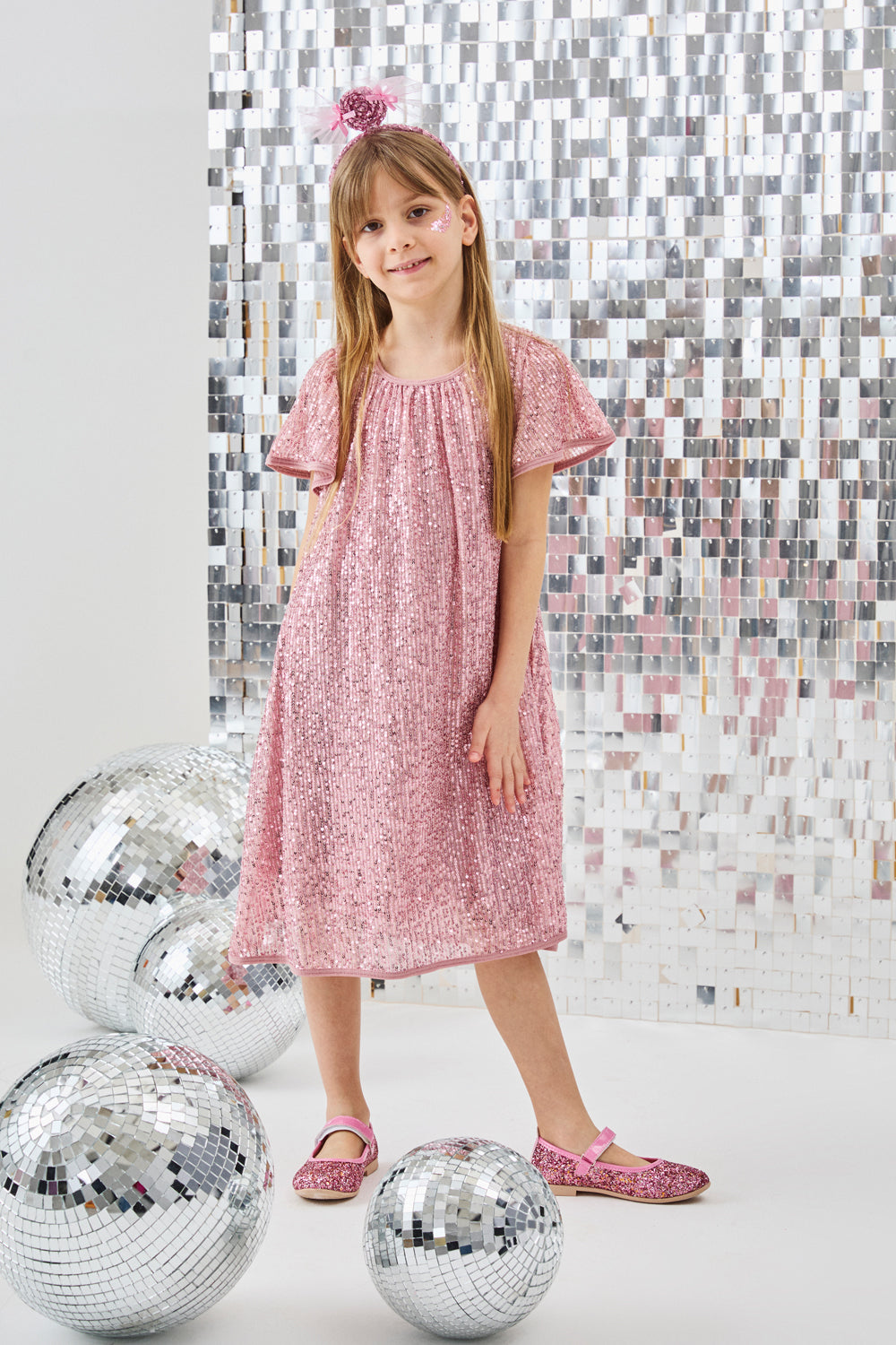 ULMB24SSGDRE003_1028_1.jpg Pink Sequin Dress for Girls - Siri