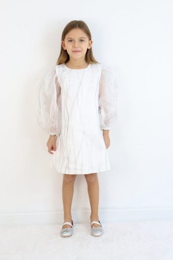 Ivory Glitter Detail Girls' Dress - Corrine