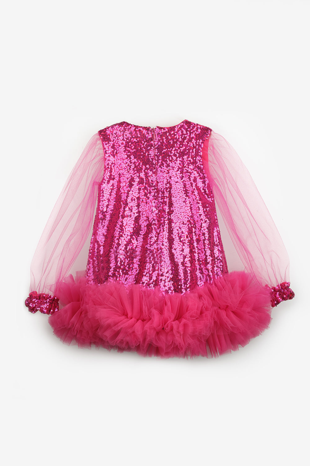 ULMB25AWGDRE014_1008_6.jpg Fuchsia Sequin Tulle Hem Dress for Girls