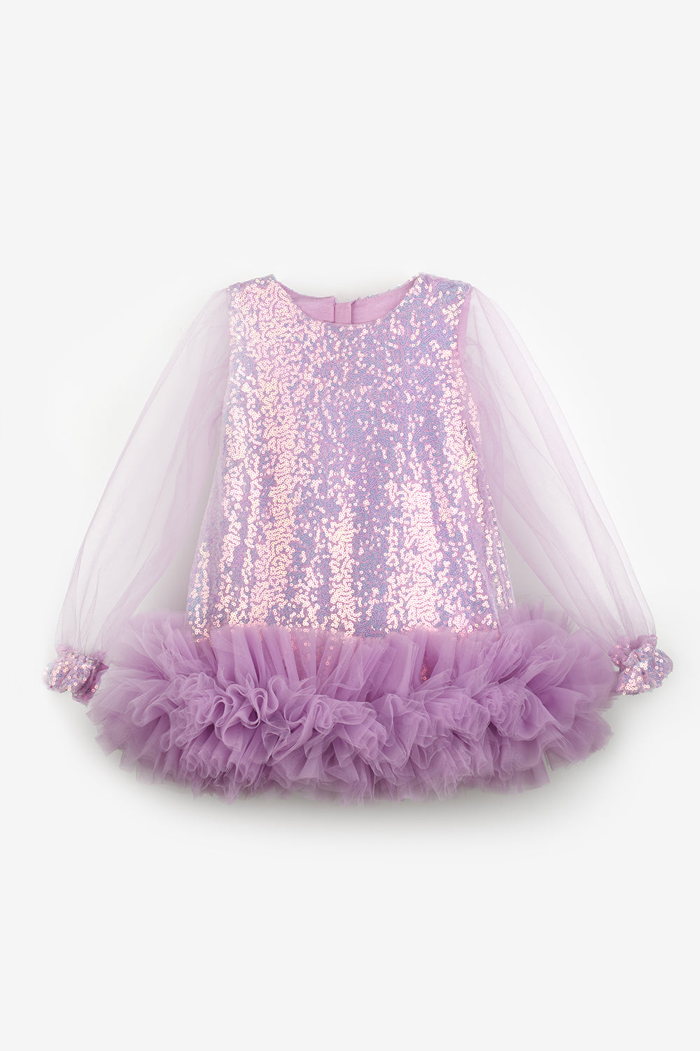 ULMB25AWGDRE014_1021_5.jpg Lilac Sequin Tulle Hem Dress for Girls - Balenca